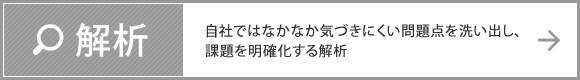 解析 自社ではなかなか気づきにくい問題点を洗い出し、課題を明確化する解析